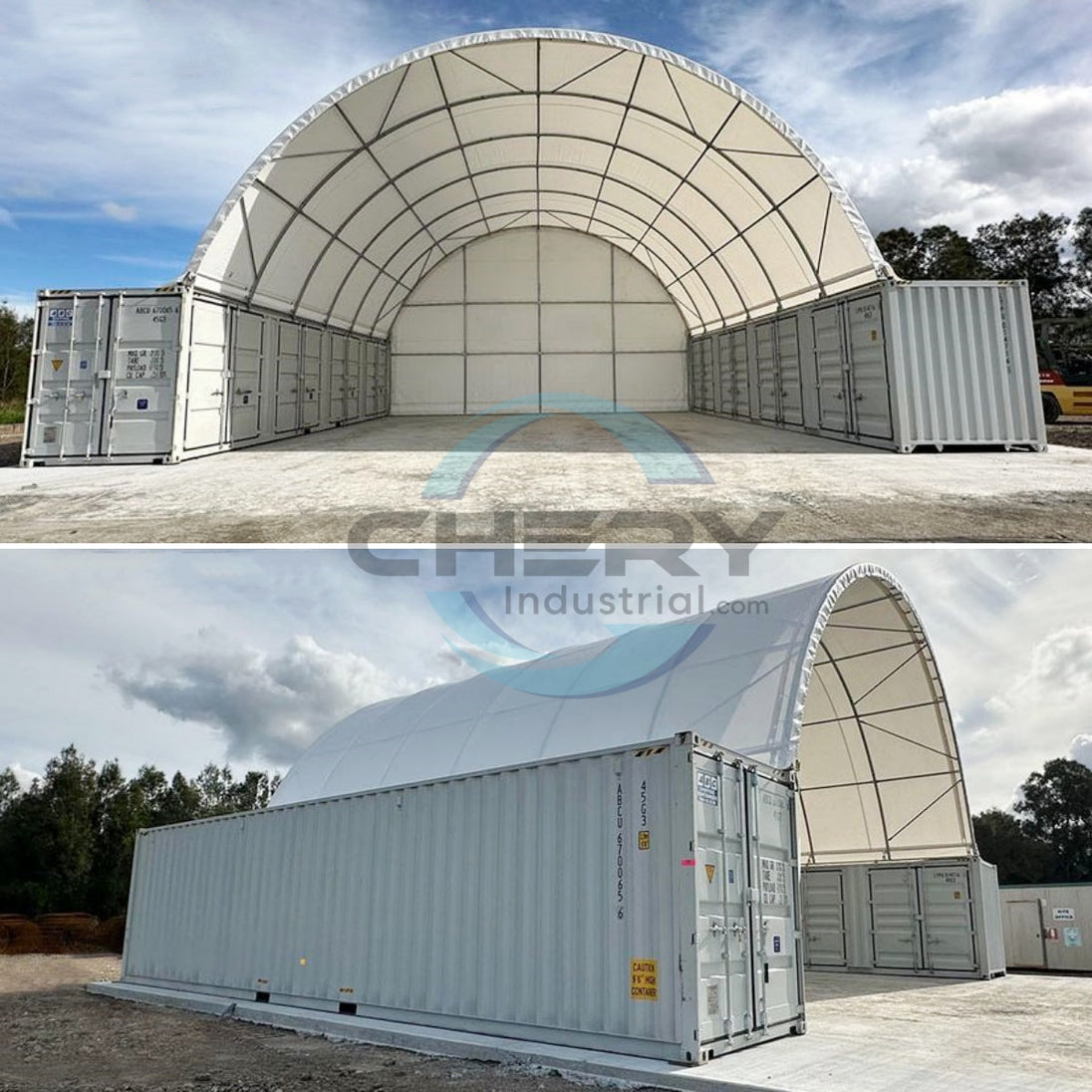 Chery Industrial 40x40x13 ft Container Shelter with Closed Back Panel