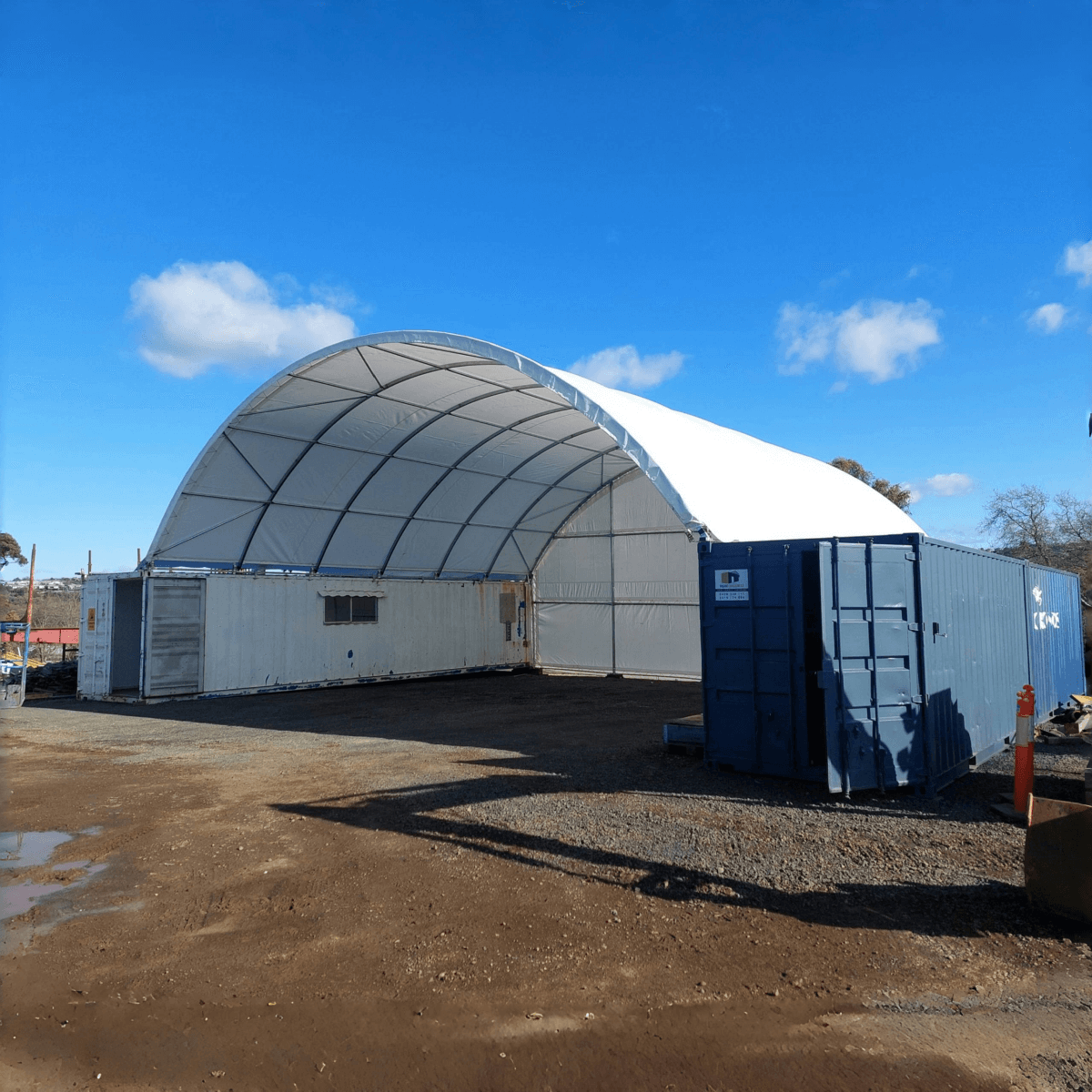 Chery Industrial 40x40x15 ft Container Shelter with Closed Back Panel