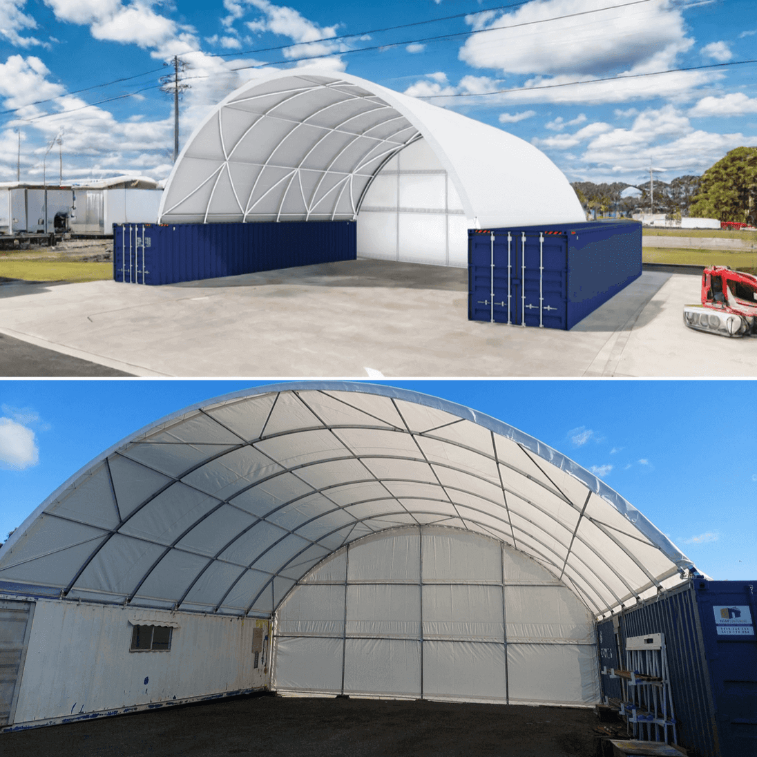 Chery Industrial 40x40x13 ft Container Shelter with Closed Back Panel