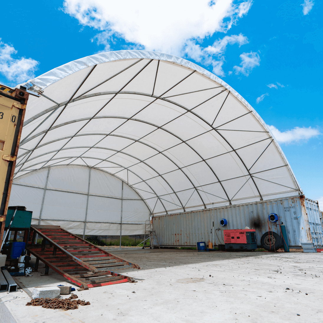 Chery Industrial 40x40x13 ft Container Shelter with Closed Back Panel