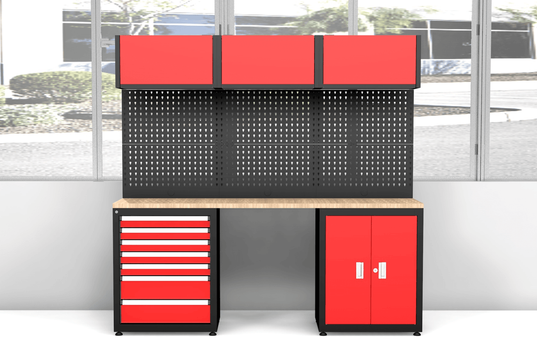 Chery Industrial Heavy Duty Steel Garage Cabinet Storage System (7 Drawers & 4 Cabinets)