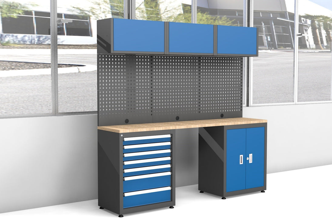 Chery Industrial Heavy Duty Steel Garage Cabinet Storage System (7 Drawers & 4 Cabinets)