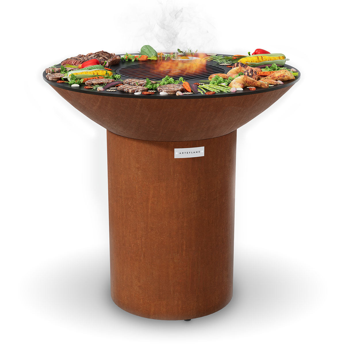 Arteflame Classic 40" - Round Base Flat-Top Grill & Fire Bowl (CORTEN Steel)