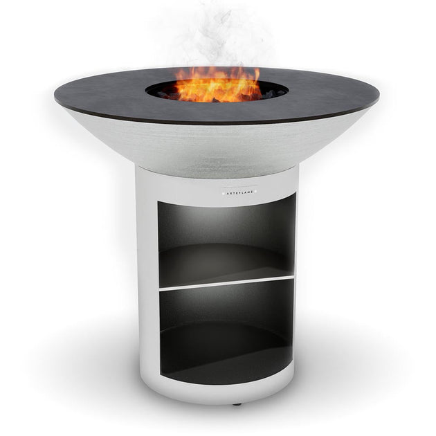 Arteflame 40" Platinum Series - Stainless Fire Bowl Flat-Top Grill with Storage Base