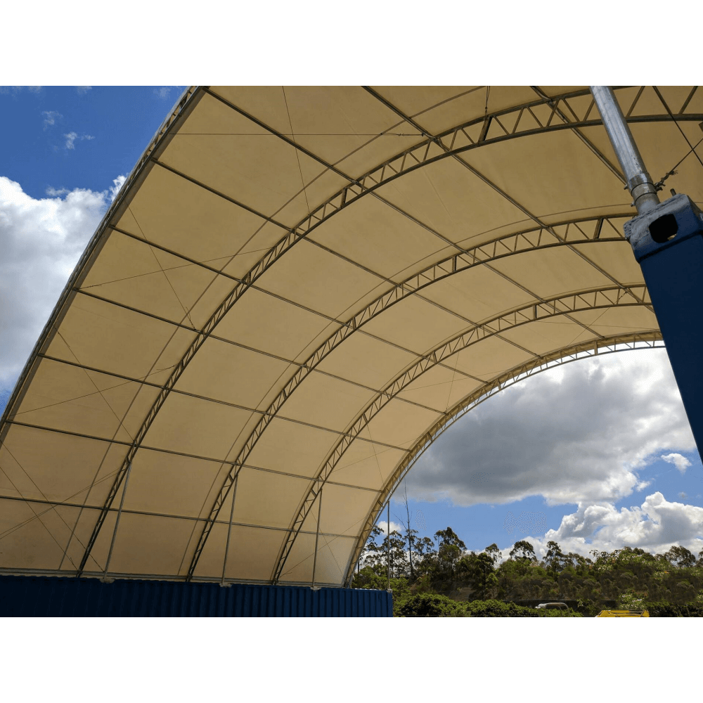 Chery Industrial 40'x40'x15' Double Truss Shipping Container Canopy Shelter, Outside