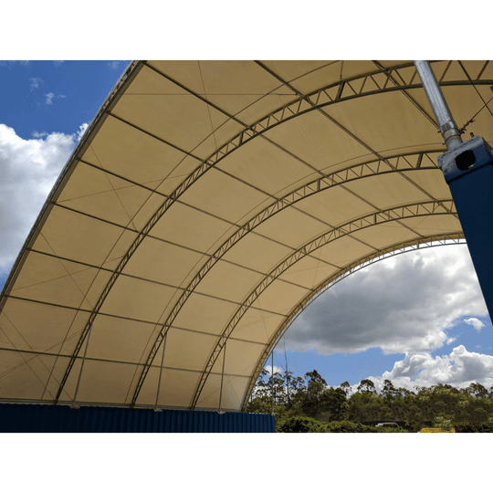 Chery Industrial 40'x40'x15' Double Truss Shipping Container Canopy Shelter, Outside