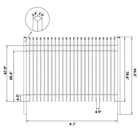 Chery Industrial 10x7 ft Steel Fence with 3 Rails, 30 Panels