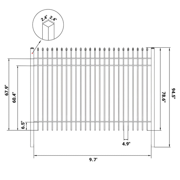 Chery Industrial 10x7 ft Steel Fence with 3 Rails, 30 Panels