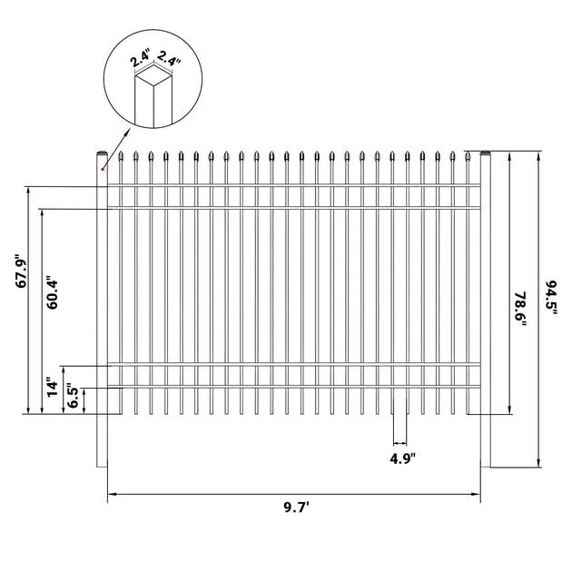 Chery Industrial 10x7 ft Steel Fence with 4 Rails, 30 Panels