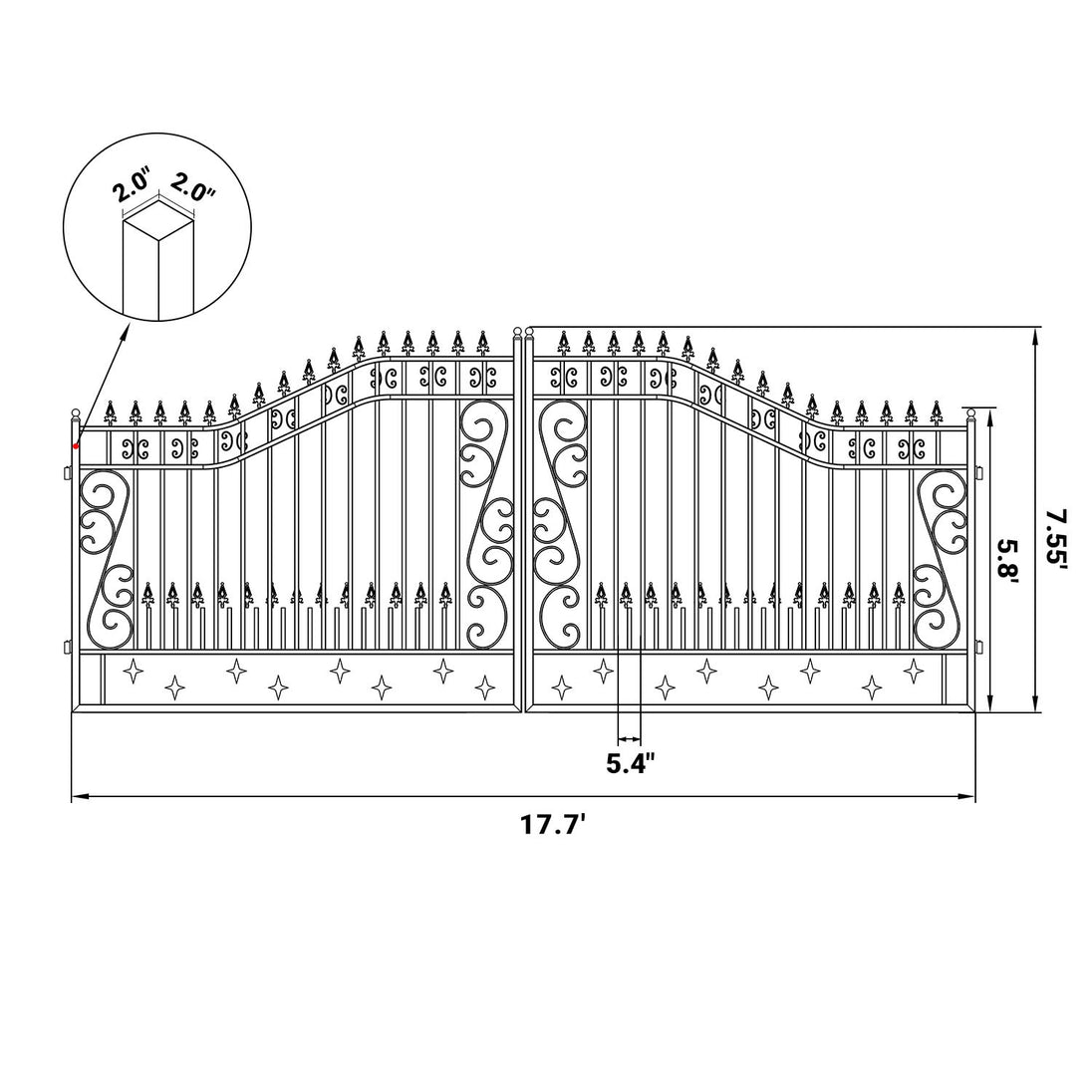 Chery Industrial 18x8 ft Steel Dual Swing Driveway Gate