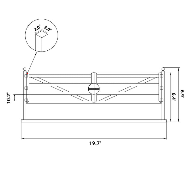 Chery Industrial 20 ft Farm Driveway Gate with Diagonal Tubes, Dual Swing