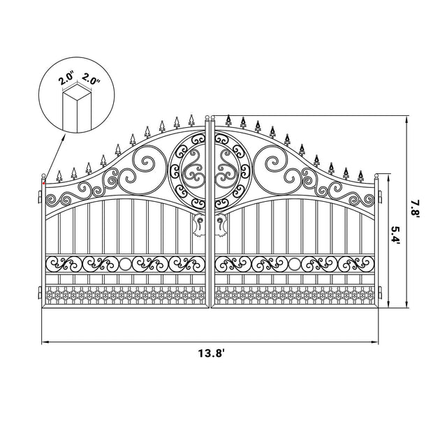 Chery Industrial 14x8 ft Steel Dual Swing Driveway Gate-European Style