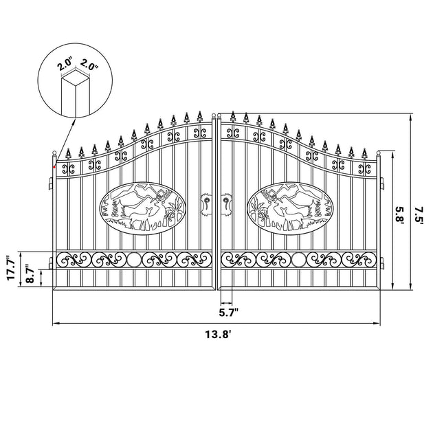 Chery Industrial 14x8 ft Steel Dual Swing Driveway Gate