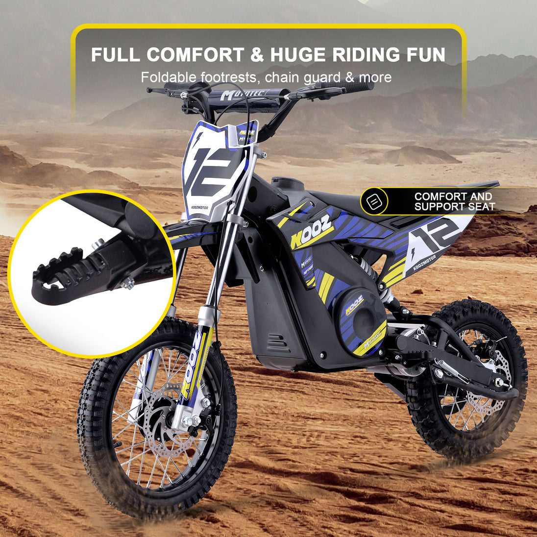 MotoTec 36v 1000w (HP112E) Electric Dirt Bike Blue - Image 5