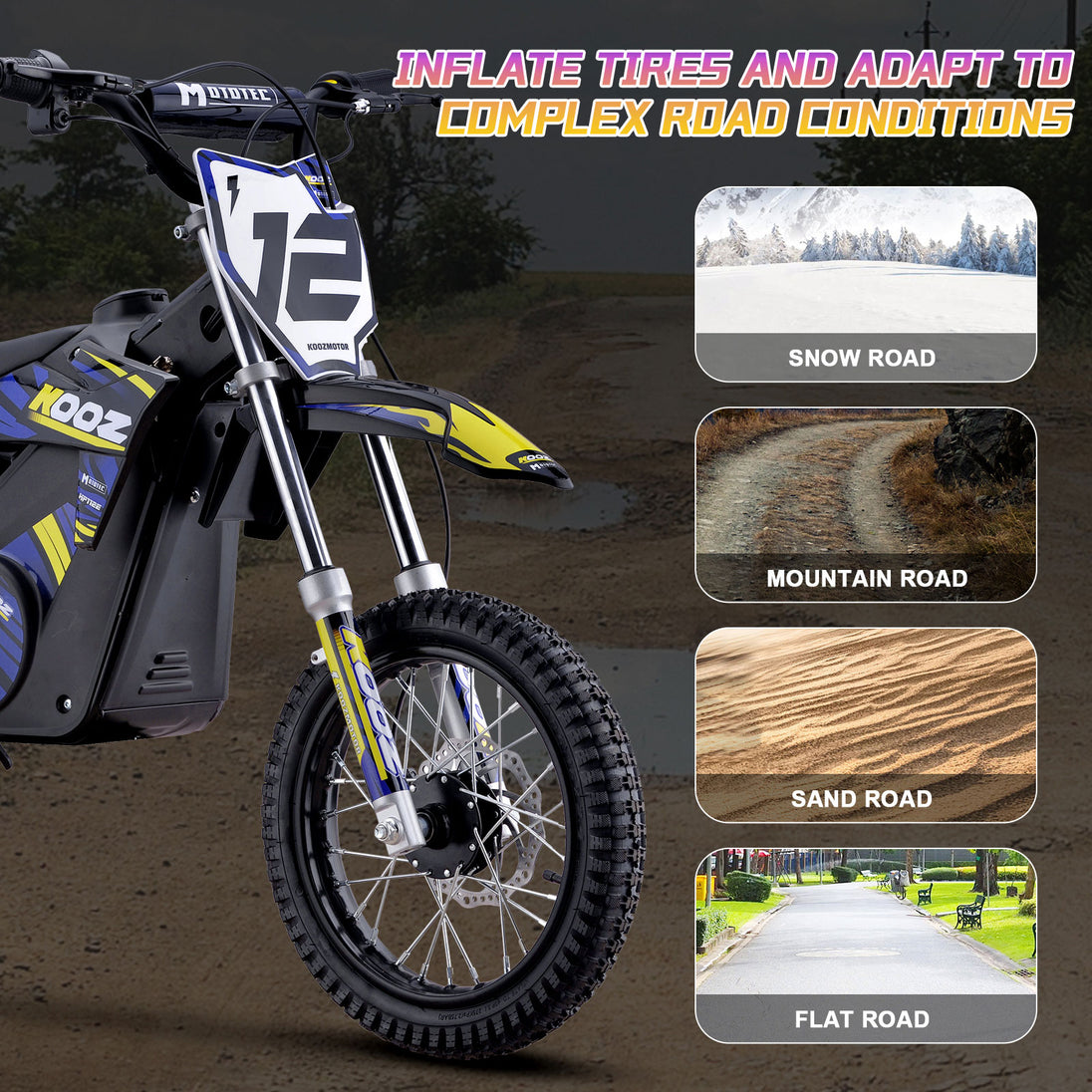 MotoTec 36v 1000w (HP112E) Electric Dirt Bike Blue - Image 6