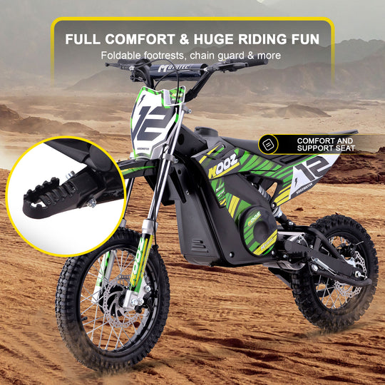 MotoTec 36v 1000w (HP112E) Electric Dirt Bike Green - Image 5
