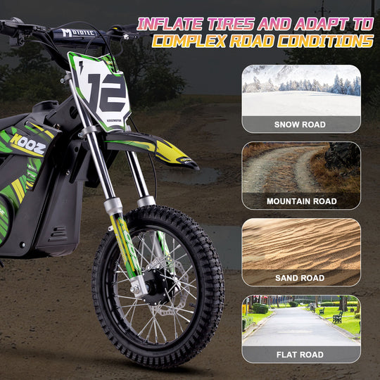 MotoTec 36v 1000w (HP112E) Electric Dirt Bike Green - Image 6