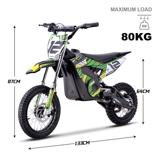 MotoTec 36v 1000w (HP112E) Electric Dirt Bike Green - Image 7