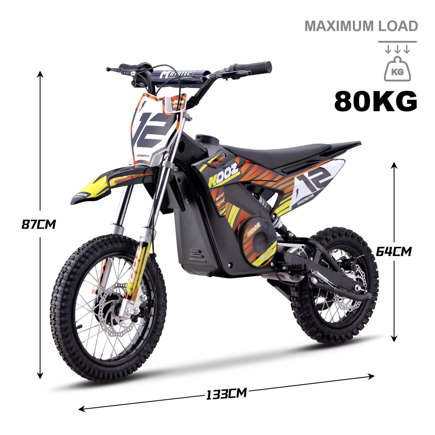 MotoTec 36v 1000w (HP112E) Electric Dirt Bike Orange - Image 7