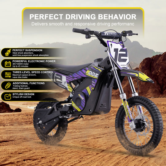 MotoTec 36v 1000w (HP112E) Electric Dirt Bike Purple - Image 2