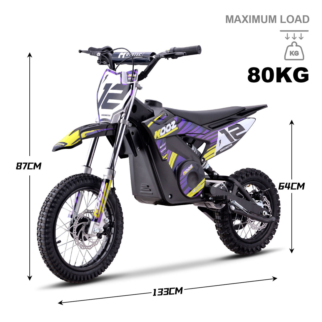 MotoTec 36v 1000w (HP112E) Electric Dirt Bike Purple - Image 7