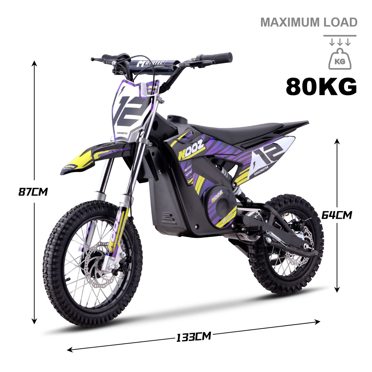 MotoTec 36v 1000w (HP112E) Electric Dirt Bike Purple - Image 7