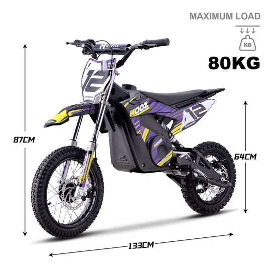 MotoTec 36v 1000w (HP112E) Electric Dirt Bike Purple - Image 7