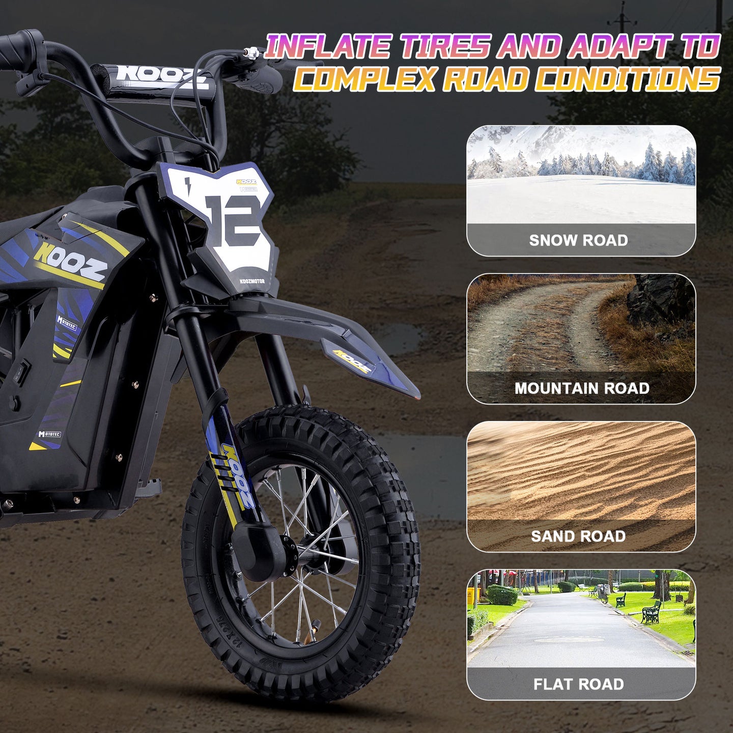 MotoTec 36v 300w (HP122E) Electric Dirt Bike Blue - Image 6