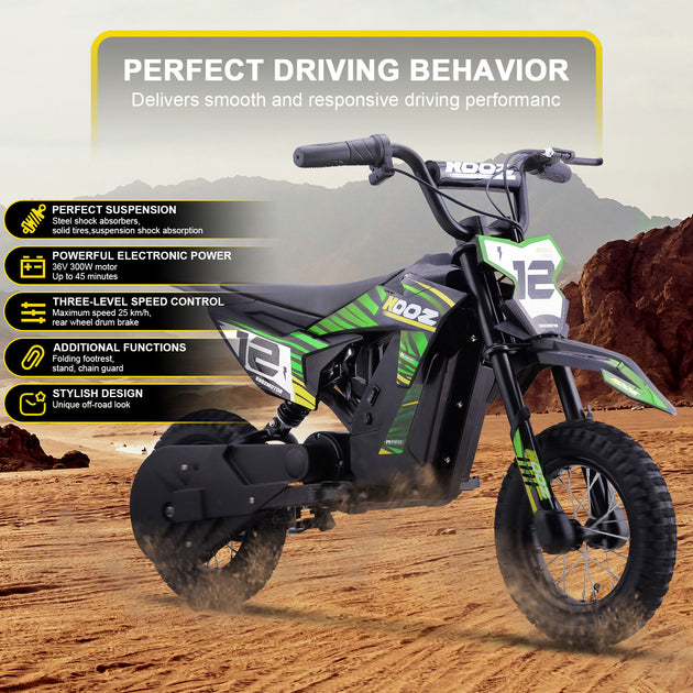 MotoTec 36v 300w (HP122E) Electric Dirt Bike Green - Image 2