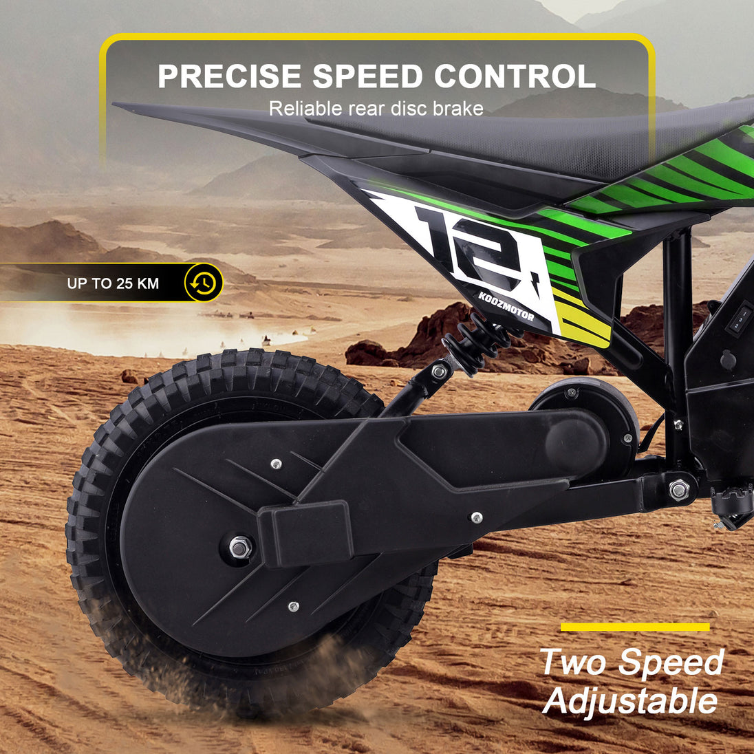 MotoTec 36v 300w (HP122E) Electric Dirt Bike Green - Image 4