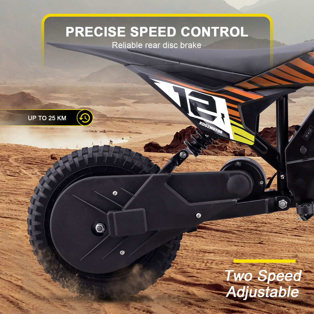 MotoTec 36v 300w (HP122E) Electric Dirt Bike Orange - Image 4