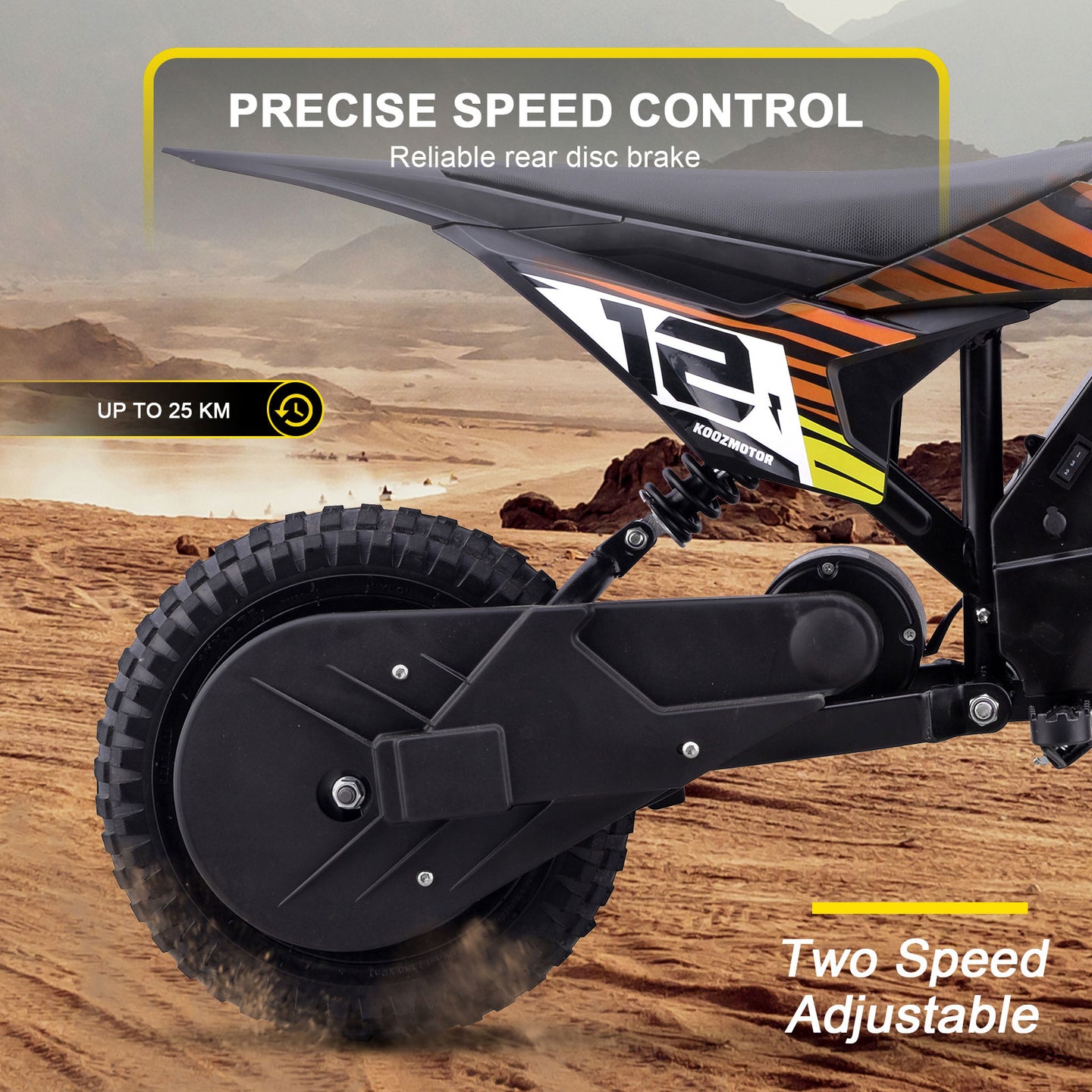 MotoTec 36v 300w (HP122E) Electric Dirt Bike Orange - Image 4