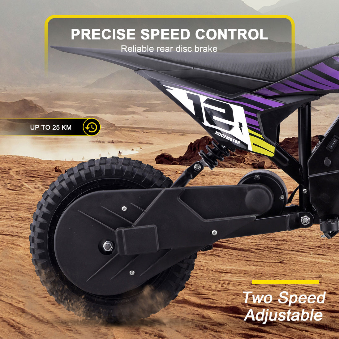 MotoTec 36v 300w (HP122E) Electric Dirt Bike Purple - Image 4