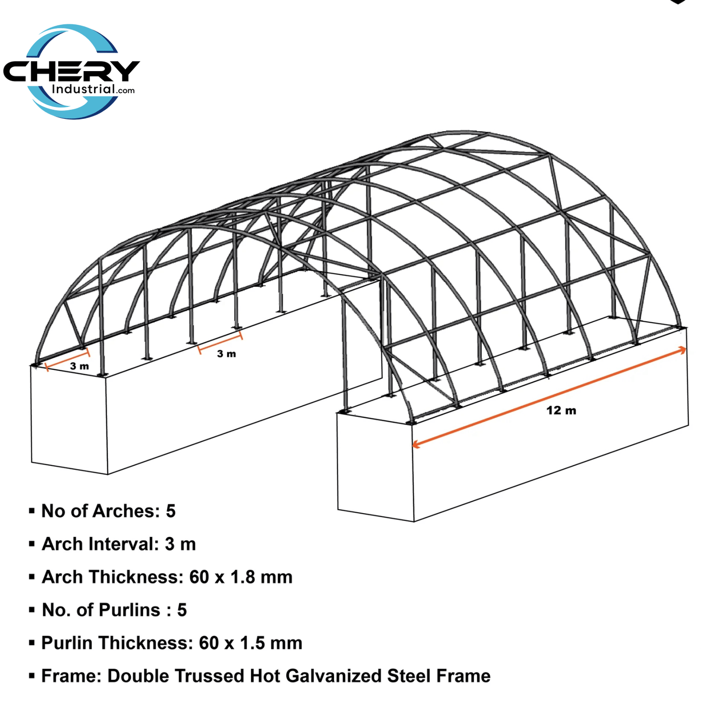 Chery Industrial 60'x40'x20' Double Truss Container Canopy Shelter