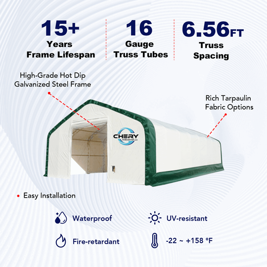 Chery Industrial W20'xL40'xH16' Double Truss Storage Shelter