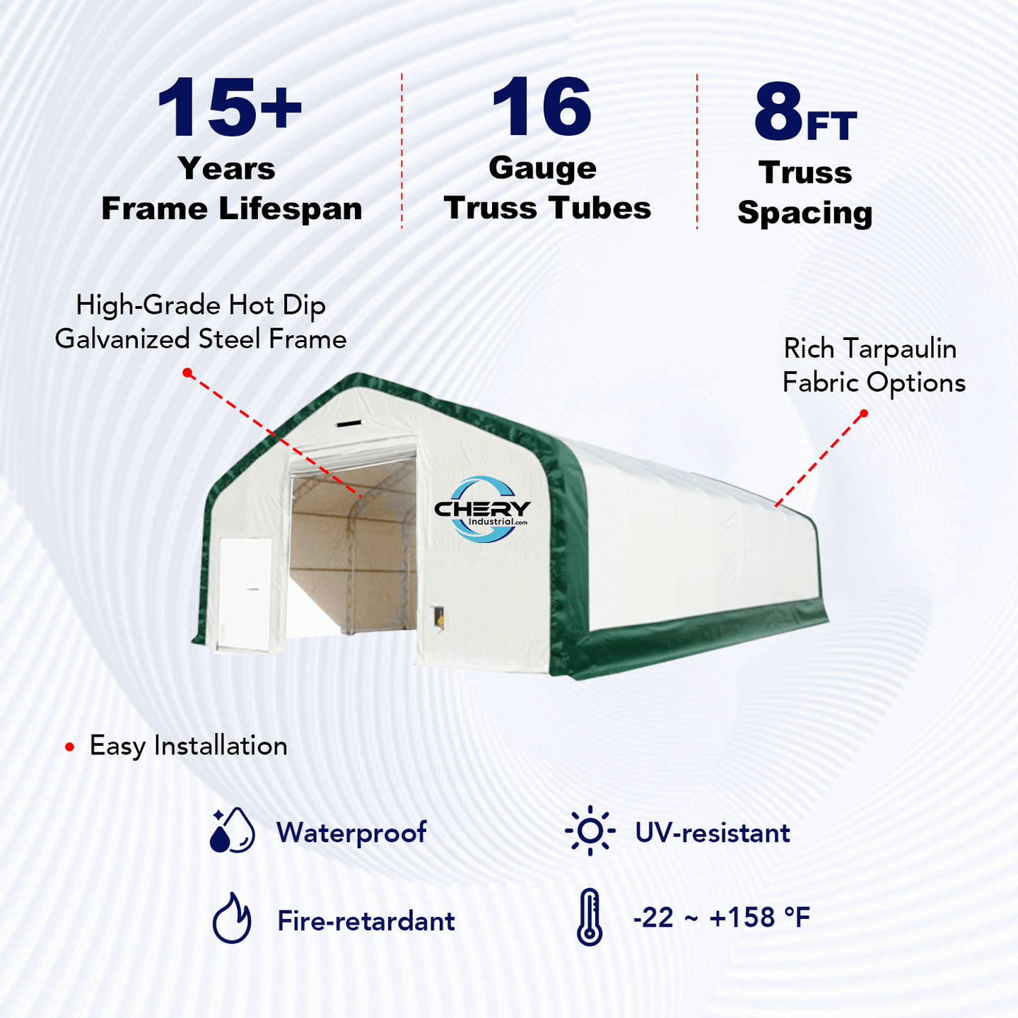 Chery Industrial W40'xL64'xH23' Double Truss Storage Shelter