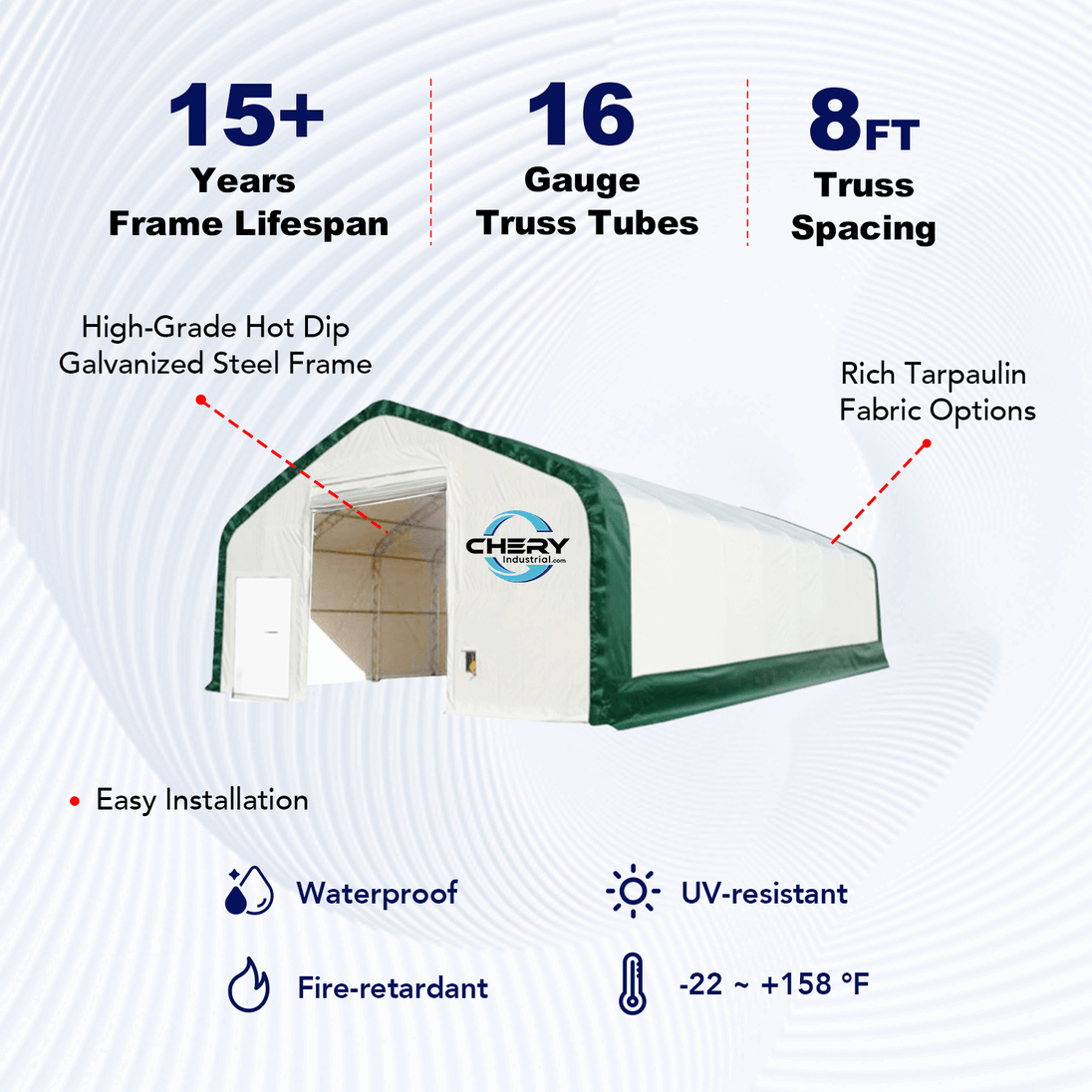 Chery Industrial W40'xL80'xH23' Double Truss Storage Shelter