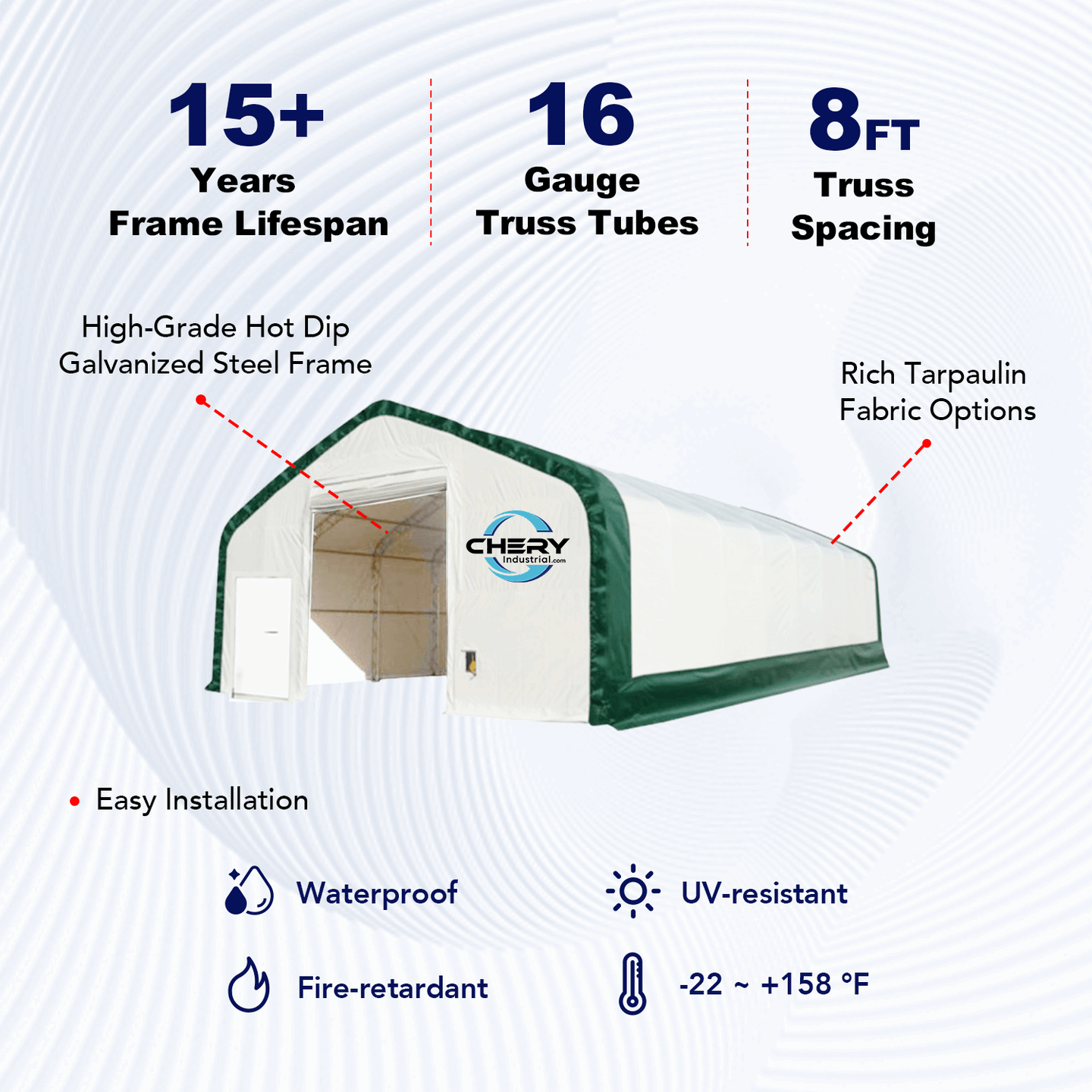 Chery Industrial W40'xL80'xH23' Double Truss Storage Shelter