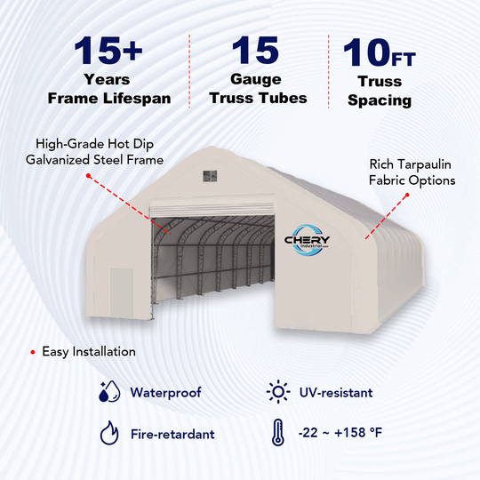 Chery Industrial W50'xL100'xH23' Double Truss Storage Shelter