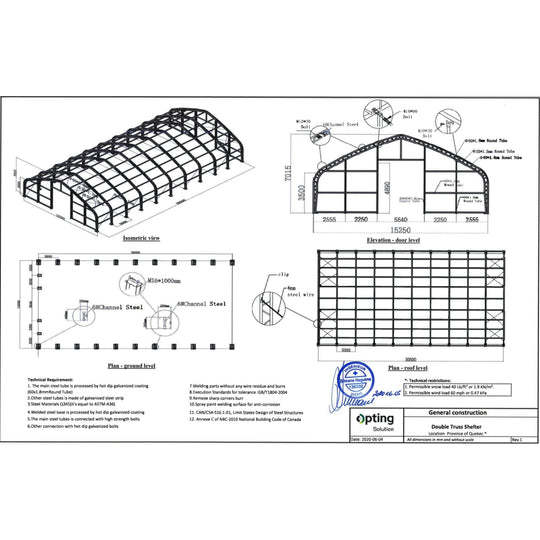 Chery Industrial W50'xL100'xH23' Double Truss Storage Shelter