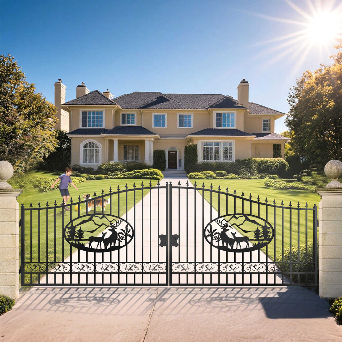 Chery Industrial 20x8 ft Steel Dual Swing Driveway Gate