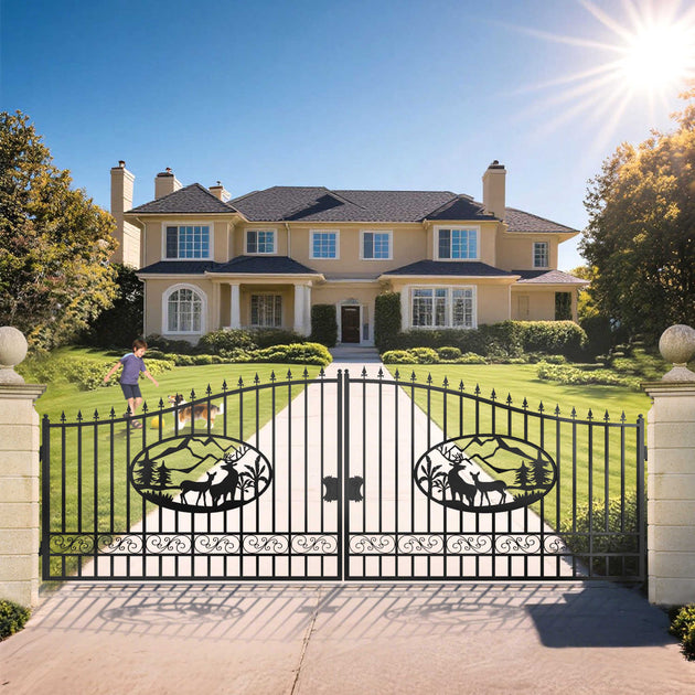 Chery Industrial 20x8 ft Steel Dual Swing Driveway Gate