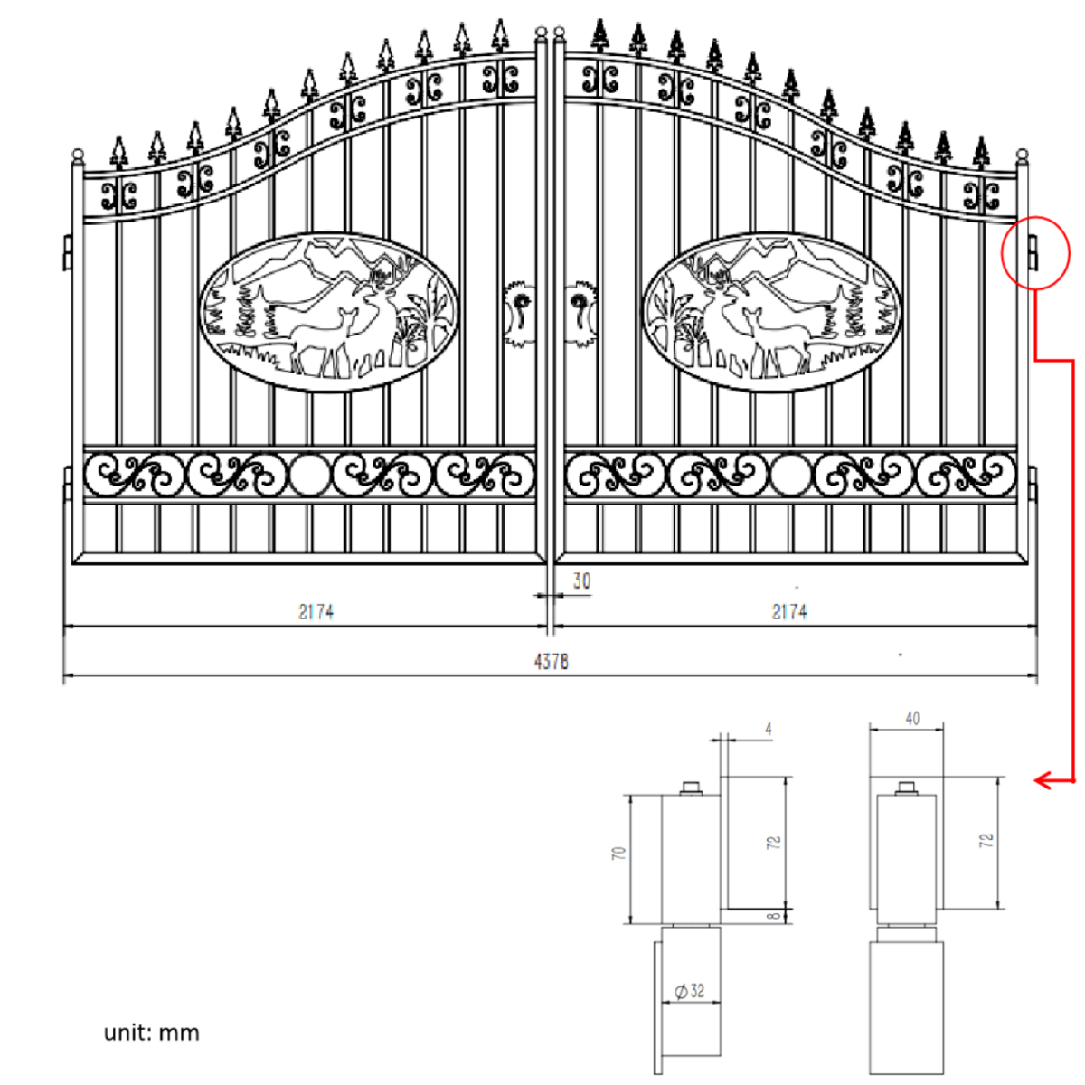 Chery Industrial 14x8 ft Steel Dual Swing Driveway Gate