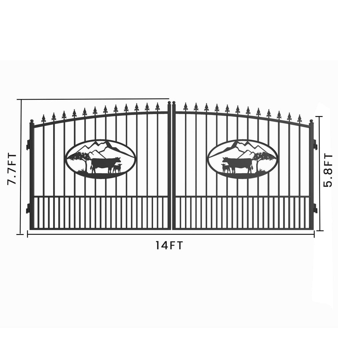 Chery Industrial 14x8 ft Steel Dual Swing Driveway Gate