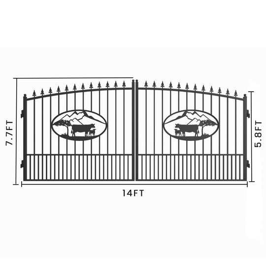 Chery Industrial 14x8 ft Steel Dual Swing Driveway Gate