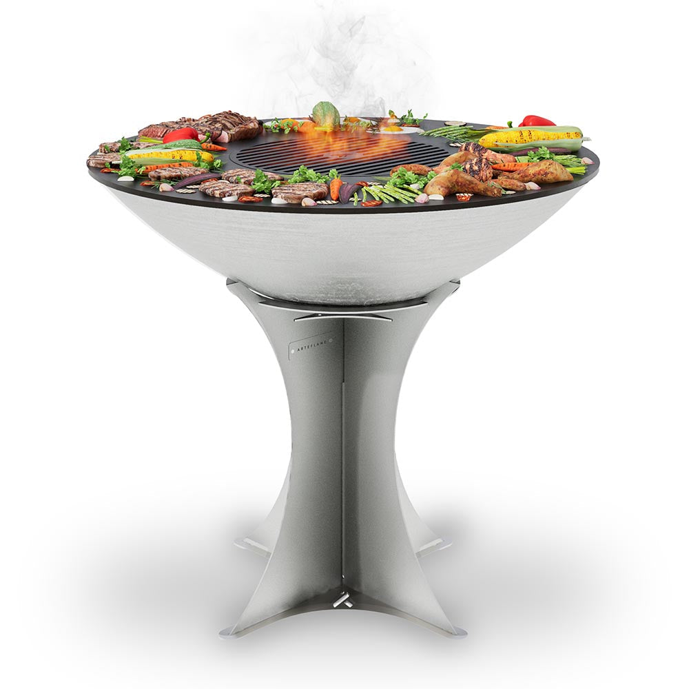 Arteflame 40" Platinum Series - Stainless Fire Bowl Flat-Top Grill with Euro Base (Stainless or Powder-Coated: Black/Red/Yellow)