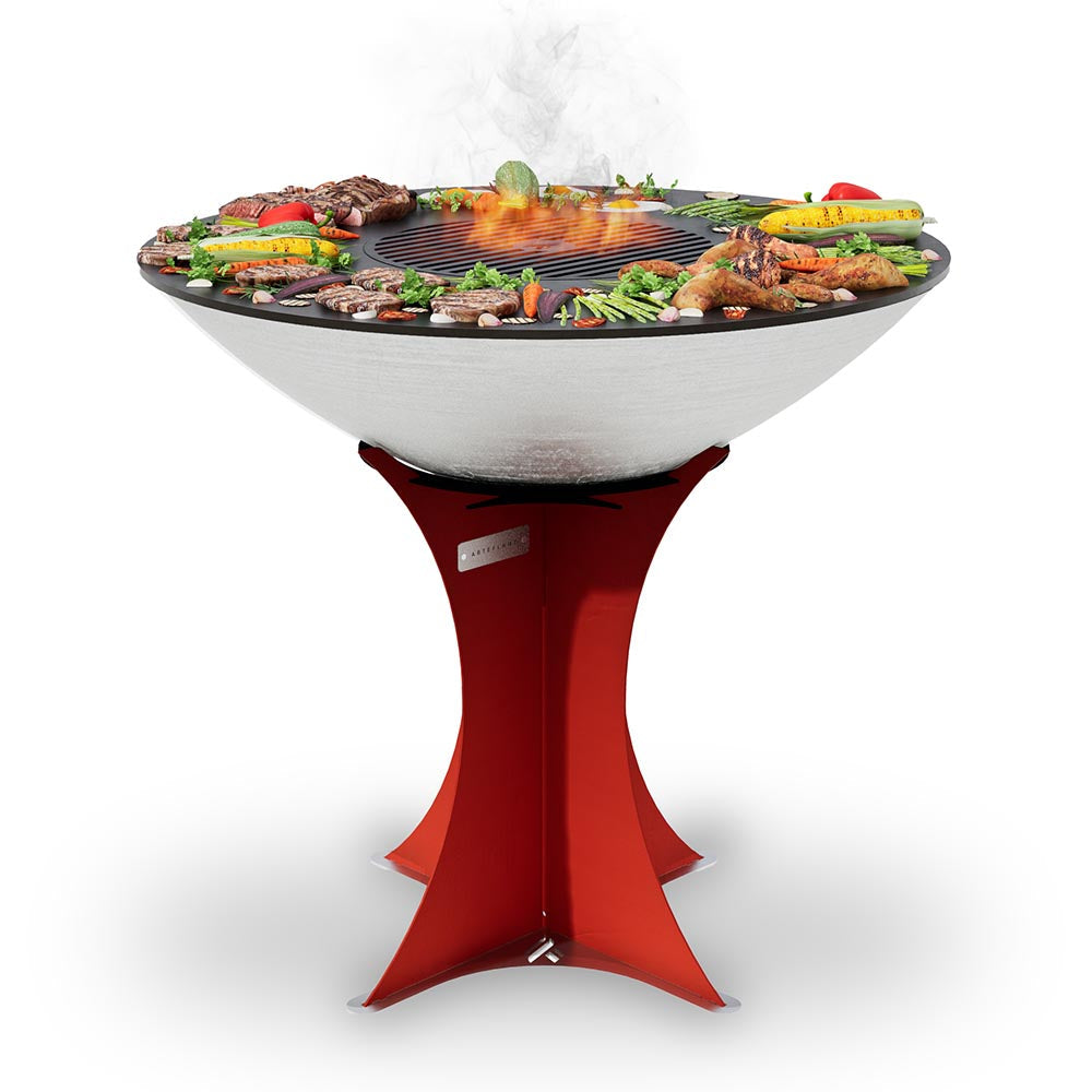 Arteflame 40" Platinum Series - Stainless Fire Bowl Flat-Top Grill with Euro Base (Stainless or Powder-Coated: Black/Red/Yellow)