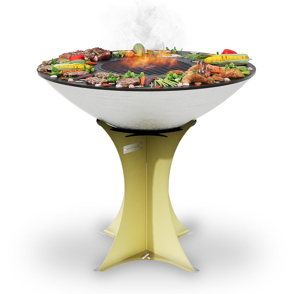 Arteflame 40" Platinum Series - Stainless Fire Bowl Flat-Top Grill with Euro Base (Stainless or Powder-Coated: Black/Red/Yellow)