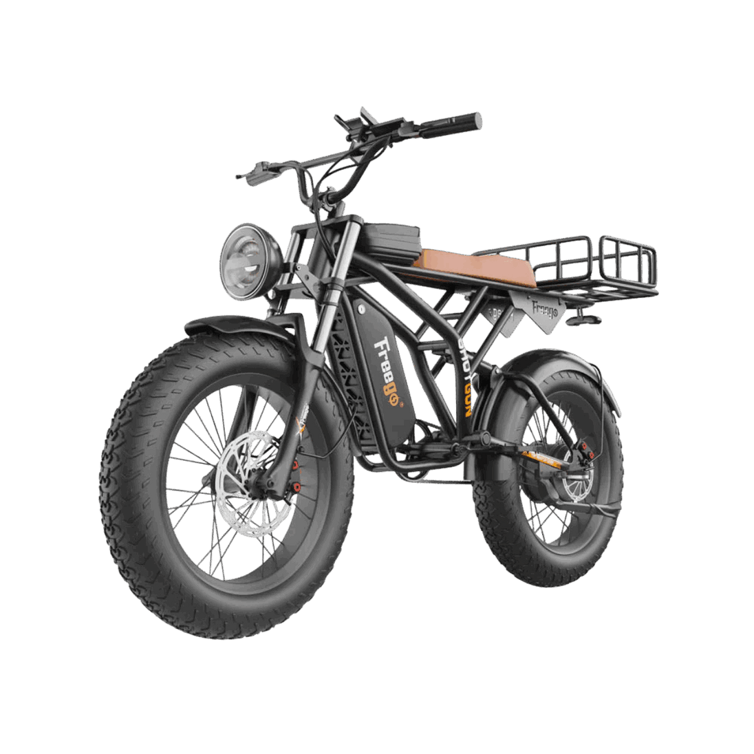 Electric bike with large wheels on a gray background