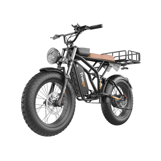 Electric bike with large wheels on a gray background
